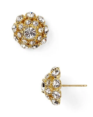 KATE SPADE NY CLUSTER PUTTING ON THE RITZ CRYSTAL STUD GOLD EARRINGS ROUND PAVE - Image 1 of 4