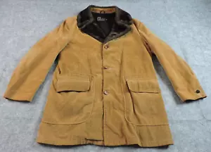 Giacca vintage Sears uomo 44 bottoni alti marrone velluto a coste foderata pelliccia lavoro western - Foto 1 di 17