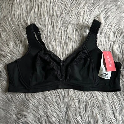 Rosme Unlined Wireless Bra Womens Size 50B Black Floral Lace Semi Sheer Wirefree - Image 1 of 4