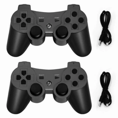 MICMI 2x Black Wireless Bluetooth Video Game Controller Pad For PS3 Playstation 3