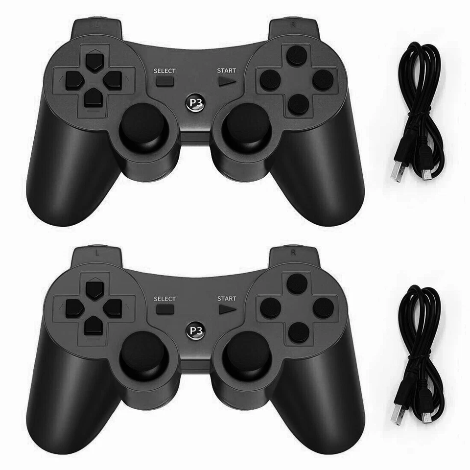 2x Black Wireless Bluetooth Video Game Controller Pad For PS3 Playstation 3 - Image 1 of 4