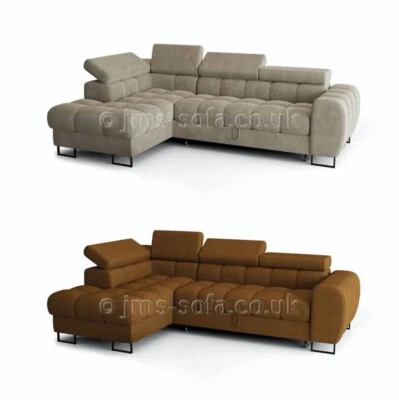JMS-FURNITURECOUK Corner Sofa Bed ASPER MINI - with Storage Container, Sleep Function Model 2025!