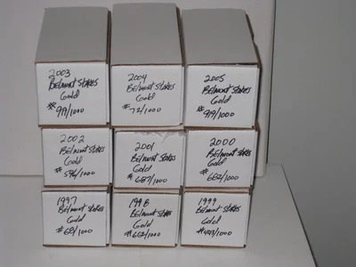 1997 thru 2005 Belmont Stakes Gold Glasses with COA - Image 1 of 4