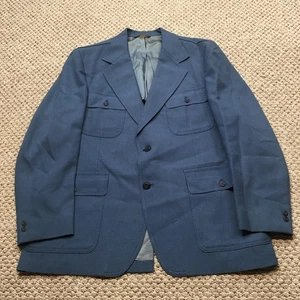Vintage Palm Beach Blazer Herren Blau 4 Taschen Safari Sport Mantel Levy's Tucson 70er - Bild 1 von 12