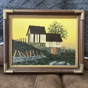 Vintage H Hargrove Signed Canvas Oil Painting Grist Mill Americana Framed - Picture 1 of 9