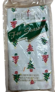 Christmas Trees Table Cover  Sweetheart For Seasons  Paper USA  54 x 108 Vintage - Picture 1 of 14