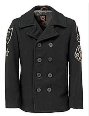 Chaquetón de lana Schott NYC hecho en EE. UU. Parches de club de motocicletas parche raro abrigo talla M Foto 1 de 4