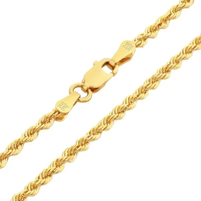 10k Oro Amarillo 2.5mm Diamante Corte Cuerda Italiano Colgante para Collar 66cm - Imagen 1 de 4