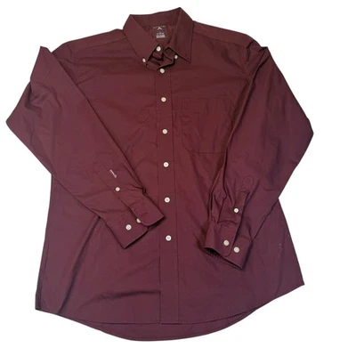 Camisa de vestir antigua borgoña con botones manga larga para hombre talla L mezcla de algodón Foto 1 de 4