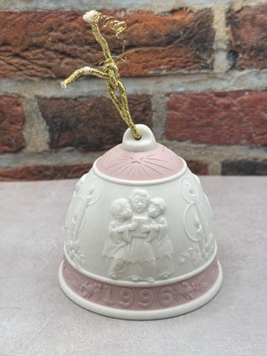 Lladró 1996 Navidad Porcelana Campana Adorno Rosa y Blanco Hecho en España Foto 1 de 4