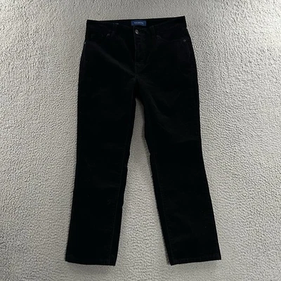 Pantalones de mezclilla para mujer Talbots negros talla 4P cintura alta pierna recta pana mezcla de algodón Foto 1 de 4