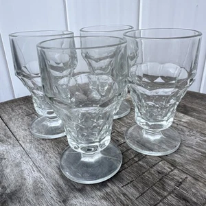 4 Anchor Hocking Georgian Clear Glasses Honeycomb 8 Oz Tumblers 5.5” Ice Tea - Picture 1 of 7