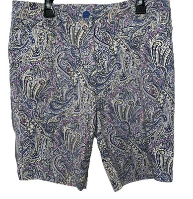 Pantalones Cortos Chinos Talbot’s Paisley Azul Rosa Novia Talla 6 Playa Vacaciones Boho W1 Foto 1 de 4