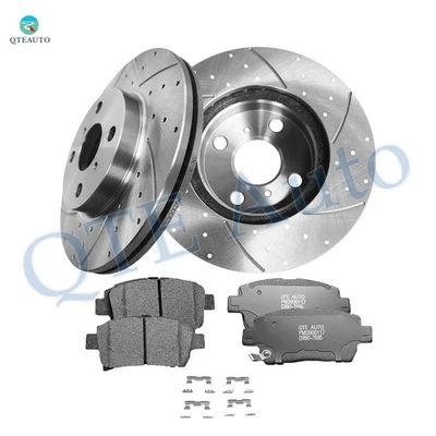 6 rotores de freno delanteros perforados de 255 mm-D990 7695 pastillas de freno de cerámica para 2004 Scion XA Foto 1 de 4