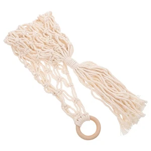 Cesta colgante de cuerda de algodón fruta para compras de cocina pequeña tejida - Imagen 1 de 12
