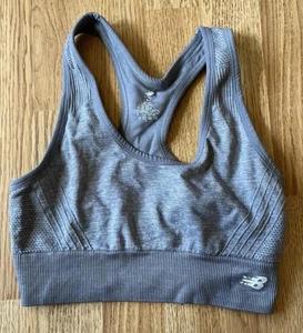 New Balance Medium Impact Racerback Sports Bra, Size Small, Gray - Picture 1 of 2