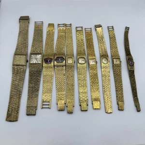 Paquete De 10 Relojes De Colección Tono Dorado Corteza Afecta Damas Lote De Trabajo REPUESTOS REPARACIÓN - Imagen 1 de 20