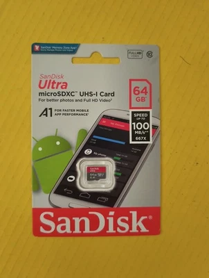 SanDisk Ultra A1 64GB Class 10 SDHC Memory Card (SDSQUAR-064G-GN6MA) - Image 1 of 3