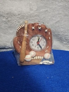Baseball Glove Quartz Desk Alarm Clock Hand Painted - Picture 1 of 4