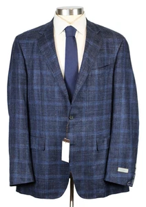 Canali Kei Jacket 48 L fits 46 (58 EU) Blue Wool Silk Linen Sport Coat Blazer - Picture 1 of 11