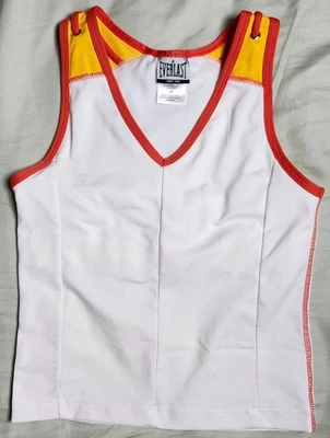 Vintage 80s 90s Everlast Top Sports Mock White & Orange  Made in USA Medium - Image 1 of 4