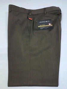 NWT Axist Mens Brown Premium Comfort Flat Dress Pants 36/29 #7114 - Picture 1 of 10