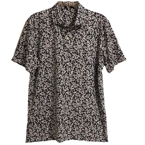 G Fore Mens Golf Polo Shirt Size L Floral Black White Active Casual Short Sleeve - Picture 1 of 13
