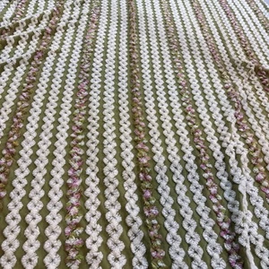 Vintage Chenille Tagesdecke Twin Blumen Grün Weiß Rosa Landhaus French Country - Bild 1 von 6