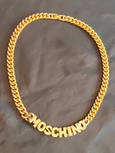 Moschino Logo Halskette goldfarben Kette Damen Schmuck Gesamtlänge 45cm 17,5" - Bild 1 von 5