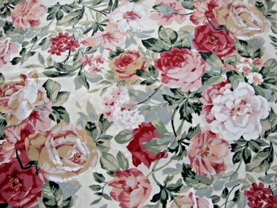 花卉 TABLECLOTH 50 英寸 X 70 英寸长方形棉/聚乙烯混纺粉色绿色米色复古 — 第 1/4 张图片