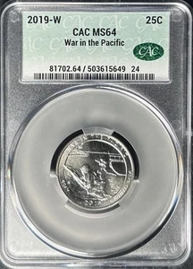 W Guam War In the Pacific Quarter 2019 25c CAC MS64 West Point como nuevo CACG - Imagen 1 de 2