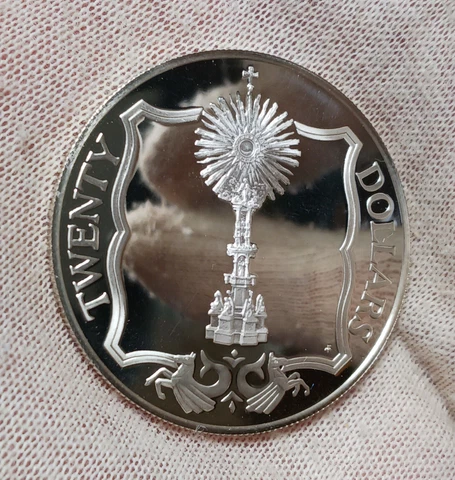 1985 British Virgin Islands $20 Proof - Silver - Gold Monstrance - BVI Cover