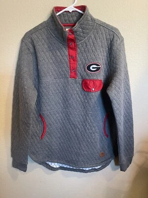 Georgia Bulldogs Pressbox Women's Magnum Quilted Quarter-Snap Pullover Jacket - Image 1 of 4