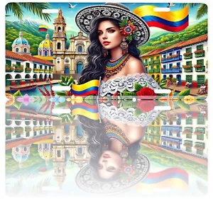 Colombian Woman Colombia Aluminum Vanity Novelty License Plate Placa, 6" x 12" - Foto 1 di 7