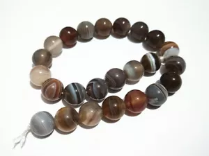 1filo/24pz perline pietre dure agata Botswana naturale tondo liscio 8mm bijoux - Foto 1 di 1