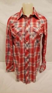 Ladies Vintage Dan Rivers Westerns Button Up Shirt, Red Plaid, NOS w/ Tags, M-L - Picture 1 of 20
