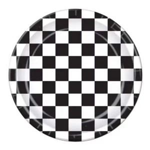 Black & White Check Large Paper Plates 22cm 10pk - Picture 1 of 2