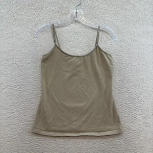 Y2K Canotta Vintage Camicia Grande Tan Beige Basic Elasticizzata Boho Fairy Grunge - Foto 1 di 6