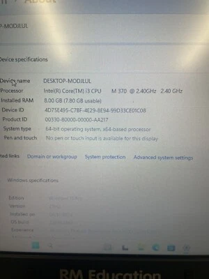 RM MOBILE 310 LAPTOP HDMI WEBCAM 15.4" CORE i3 8GB 128 SSD WIN 11 - Image 1 of 4