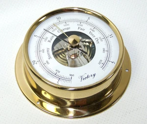 Victory BA1710 2-/4" Dial Brass Pla Ship's Barometer 3-1/2" x 1" "Tempo" 135-228 - Picture 1 of 3
