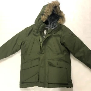 Gap Kids Down Fill Warmest Parka Coat Faux Fur Winter Green Boys Husky XL New - Picture 1 of 9