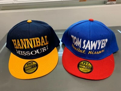 2 vintage HANNIBAL MISSOURI + TOM SAWYER Mark Twain Hats  Snapback - Image 1 of 4