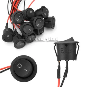 10PCS 12V ON/OFF Round Rocker Toggle Switch with Wire 2 Pins for Car Van Boat - Picture 1 of 18