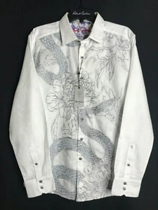 Robert Graham BURNS 2.0 3XL White Snake Dragon Cuffs Classic Fit $298 NWT XXXL - Picture 1 of 8