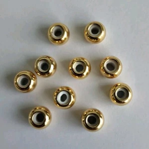 10 18k Gold Plated Slider Beads Spacer Stopper with Silicone Rubber - Picture 1 of 1