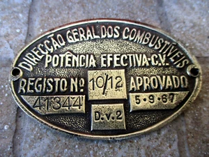 Vintage Brass Plaque General Direction Of Fuels Sign Approved License Dated 1967 - Picture 1 of 7