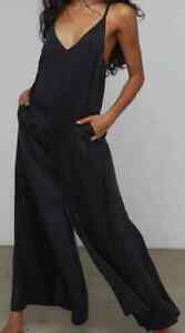 WOW! New Lunya brand black SILK wide leg jumpsuit medium