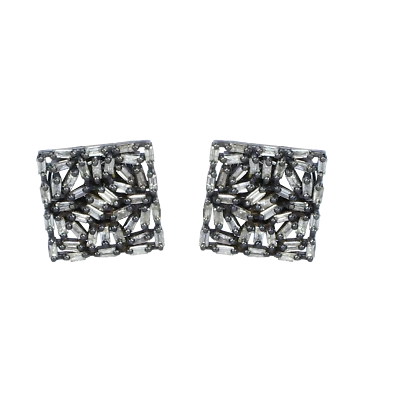 Orecchini quadrati con diamanti baguette in argento sterling 925 con diamanti... - Immagine 1 di 4