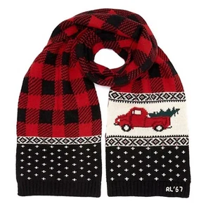 Polo Ralph Lauren Scarf Merino Wool Blend Winter Plaid Truck NWT - Picture 1 of 5