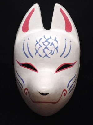 Komendo Full Face Fox Kitsune Mask HITAIHIGANBANA Hand Made Painted Japan Party - Image 1 of 4